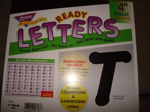 READY LETTERS 4 INCH  ITALIC COMBO PACK BLACK