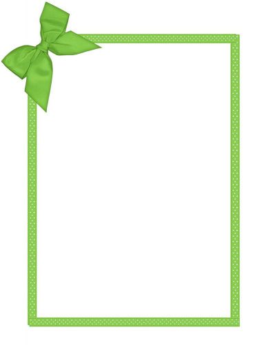 10 sheets green ribbon &amp; bow paper for printers, craft projects, invitations for sale