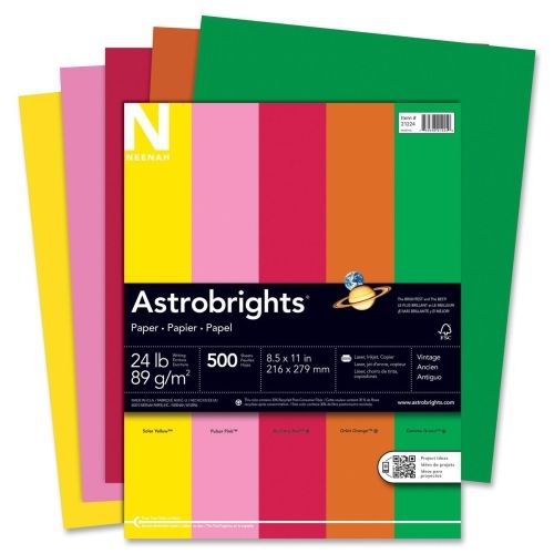 Astro Astrobrights Colored Paper - Letter - 24 lb - 500 / Ream -Assorted