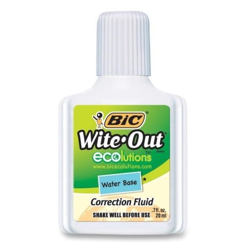 LOT OF 12 BIC Wite-Out Water-Based Correction Fluid - 0.68fl oz -White