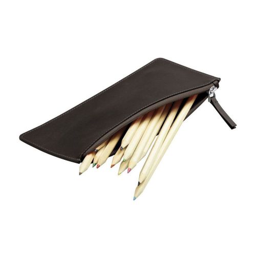 LUCRIN - Flat Pencil Holder - Smooth Cow Leather - Brown