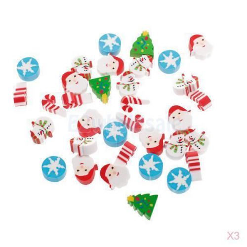 3 set mini xmas pencil rubber erasers santa snowman kid children party gifts for sale