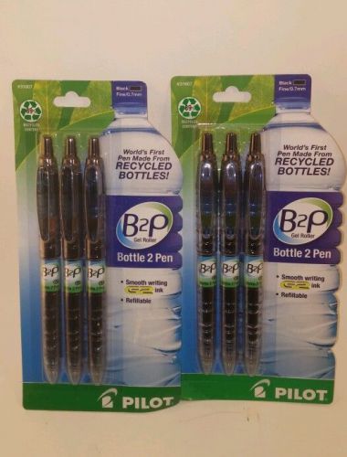 Begreen B2P Gel Roller Pens 6 PC Black Ink Fine 0.7 mm. Pilot  - Bargain