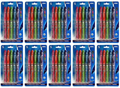 Inc R-2 Blast Comfort Grip Rollerball Pens 0.7mm Bright Inks, 10 Packs of 5 Pens