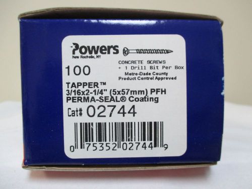 Powers fasteners 2744 3/16&#034;x 21/4&#034; phillips head tapper conrete screws for sale
