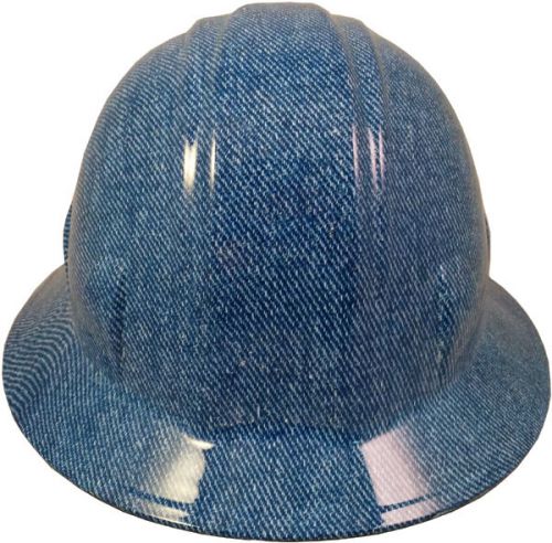 New! Hydro Dipped FULL BRIM Hard Hat w/ Ratchet Suspension - Blue Denim