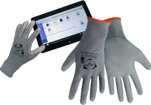 Global Glove PUG13-TS-M Gray Polyurethane Touch Screen Compatible Gloves, Medium