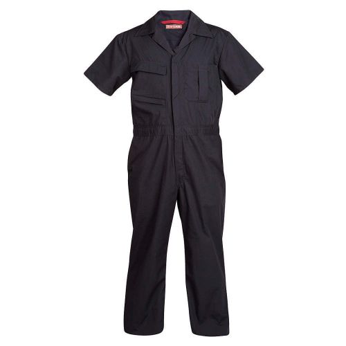 Short Sleeve Coveralls, Cotton/Poly, Nvy, L 25787-LG