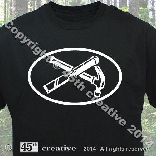 Carpenter T-shirt - wood chisel hammer woodworking tools oval logo tee shirt