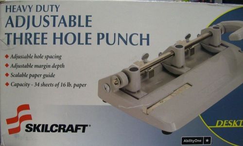 Skilcraft Heavy Duty Adjustable Three Hole Punch NSN1394101