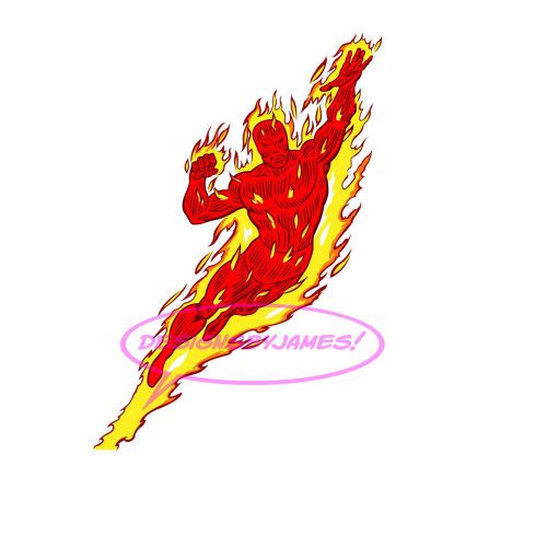 Human Torch Fantastic Four Vector Art  Clipart