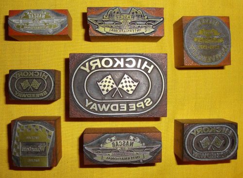 Lot of 8 vintage nascar winston cup racing hickory speedway printers blocks rare for sale