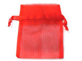 3 x 4 organza gift bags transparent jewelry pouch party wedding favors wrap red for sale