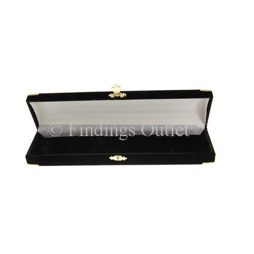 Treasure Chest Style Fancy Flocked Velour Black Bracelet Watch Boxes - 1 Dozen