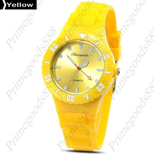 Jelly silicone band strap candy dial quartz wrist unisex free shipping in yellow for sale