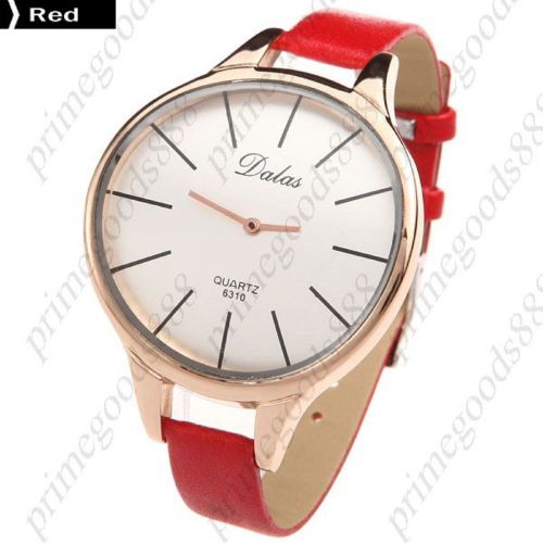 Pu leather strap quartz wrist wristwatch free shipping women&#039;s in red for sale