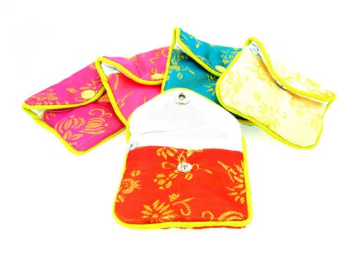 Silk Jewelry Chinese Pouch Bag, Assorted Colors ONE DOZEN Zipper - 3 1/2&#034; x 3&#034;