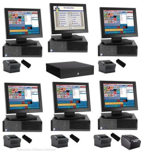 NEW 5 Stn Delivery Touchscreen POS System &amp; Software W BACK OFFICE COMPUTER