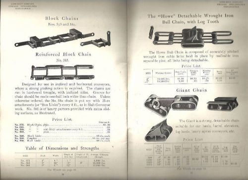 1909 Catalog SAW-MILL CHAINS &amp; SPROCKET WHEELS Link-Belt Saw Logging Chains