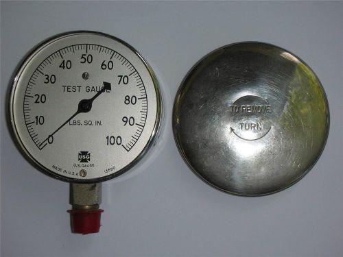 Vintage U.S. Gauge #13590 Test Gauge Screw on Cover LBS.SQ.IN. Measures to 100