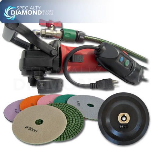 Secco 4&#034; granite marble and stone wet polisher grinder diamond polishing pad set for sale
