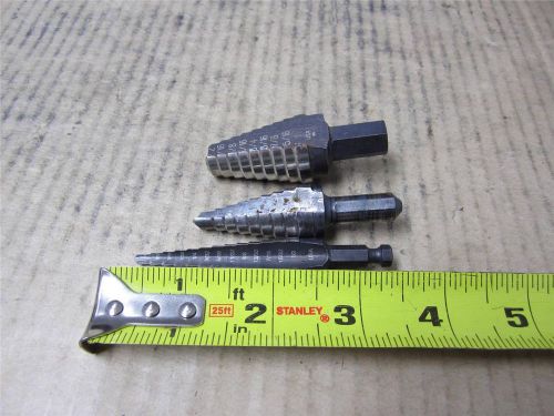 3 pc lot step universal drill bits 1 lenox 2 irwin mechanic  aviation tool for sale