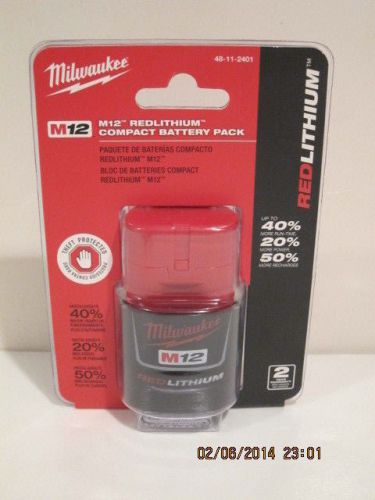 MILWAUKEE GENUINE 48-11-2401 M12 Lithium-Ion Battery-NEW IN SEALED PAK F/SHIP!!