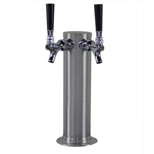 Kegco D4743DT BRUSH Draft Beer Tower  Brushed Stainless Steel Faucet 3 Column