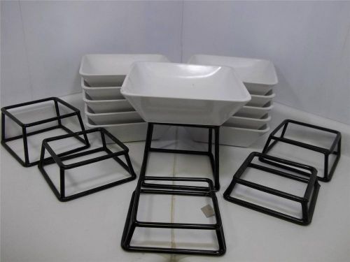 Elite Global Solutions 10&#034;sq White Serving Bowl Food Deli Dish Stand Risers Lot