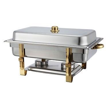 Winco 201 Oblong 8 Quart Chafer With Gold Accents