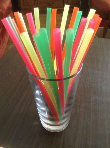 Fat Neon Malt Straws 400 count unwrapped 8 inches long NEW 5/16&#034; Wide