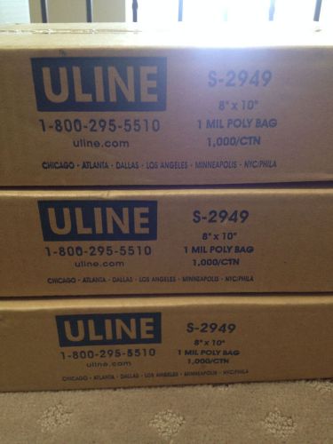 ULINE MIL POLY BAG S-2949 8&#034; x 10&#034; 3 boxes / 3000 COUNT