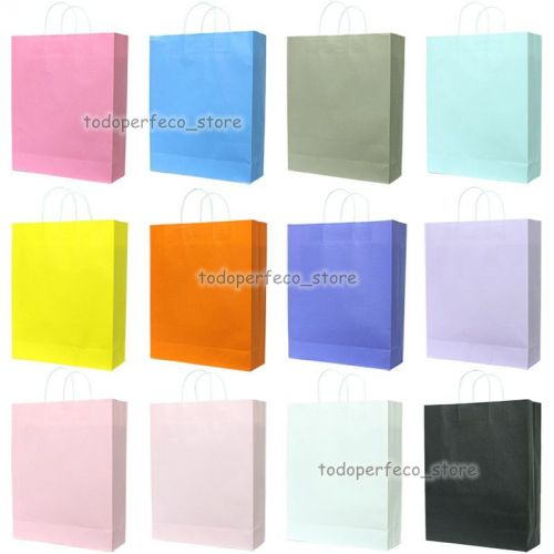 5/10/20/50 candy colors kraft paper bags retail merchandise shopping handles xl for sale