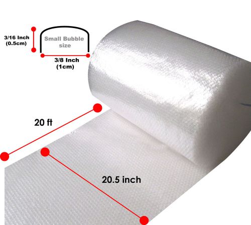 i460 Small Bubble Plastic Paper Wrap 1 Roll 3/16 x 20.5in x 20ft Non-Perforated