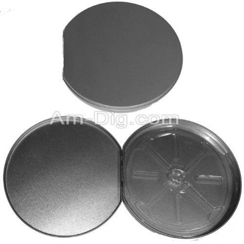 Am-Dig Tin CD/DVD Case Round D-Shape with Hinge Clear Tray 25 Pack - JCT20020