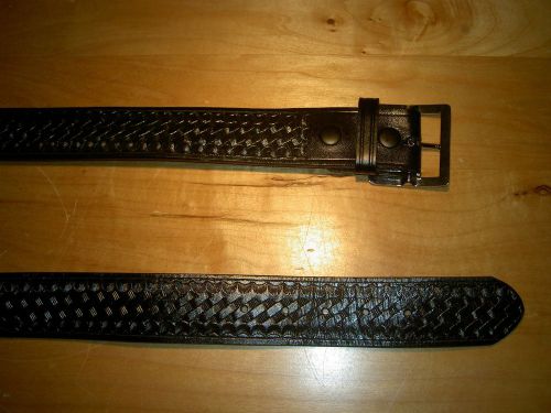 Dutyman #1621t (46) full grain leather belt 50&#034;/ police-security++badge holder for sale