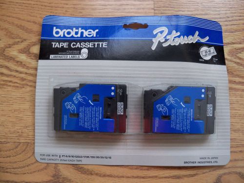 New Brother TC-10 Black on Clear Tape Cassette P-touch Ptouch 12mm 1/2&#034; 2PCs T10