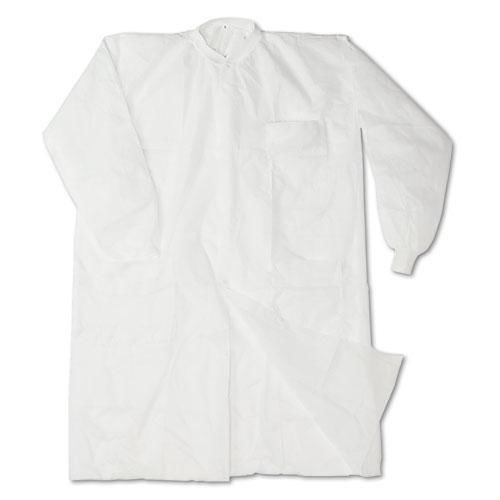 NEW IMPACT 7385L Disposable Lab Coats, Spun-Bonded Polypropylene, Large, White,