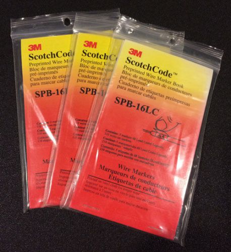 Lot of (3) New 3M ScotchCode Preprinted Wire Marker Books SPB-16LC