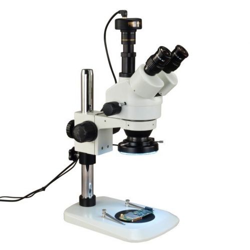 3.5x-45x trinocular zoom stereo microscope+narrow stand+144led light+1.3m camera for sale