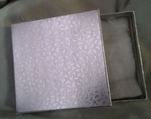 Set of 2 Gift boxes Silver Embossed Jewelry Gift Card 3 5/8 x 3 5/8