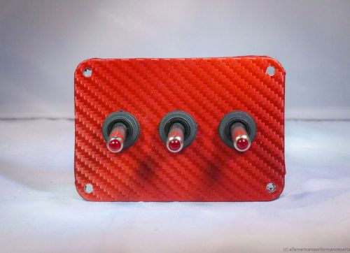 3 HOLE RED Carbon Fiber WRAP w/ LED toggle switches - RED