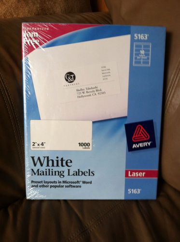 Avery White 2x4 Mailing Labels 5163 Box 1000 Quick Peel NEW Address