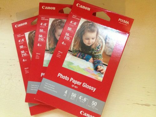 Canon Pixma Glossy Photo Paper, 4 x 6, 56 lb, 50 Sheets/Pack   3 packs total