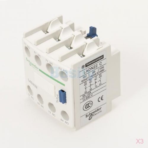 3x LADN22 Auxiliary Contact Block for AC Contactor Ith 10A Ui 690V