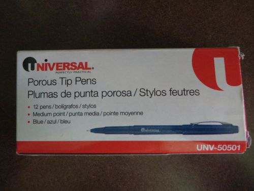 Universal Porous Tip Pens 12pk Medium Point Blue #UNV-50501