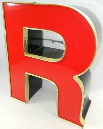 Large 17&#034; tall light up neon red big sign electric store block wall letter r for sale