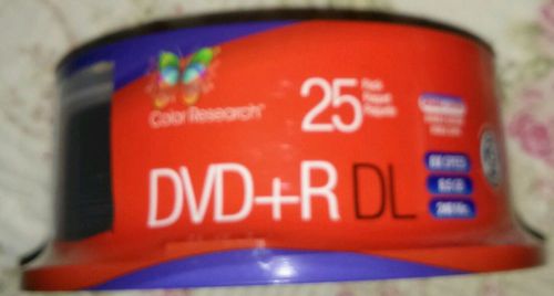 Color research 25 pack dvd+r dual layer blank media - 8x speed, 8.5 gb  - c18-42 for sale