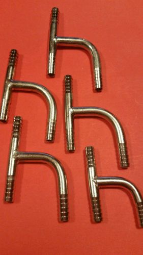 Stainless barb y fittings 1/4 x 1/4 x 1/4 --lot of 5 for sale