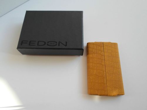 FEDON Italy Leather Business Card / Credit Card Holder Fantasia MUSTARD
